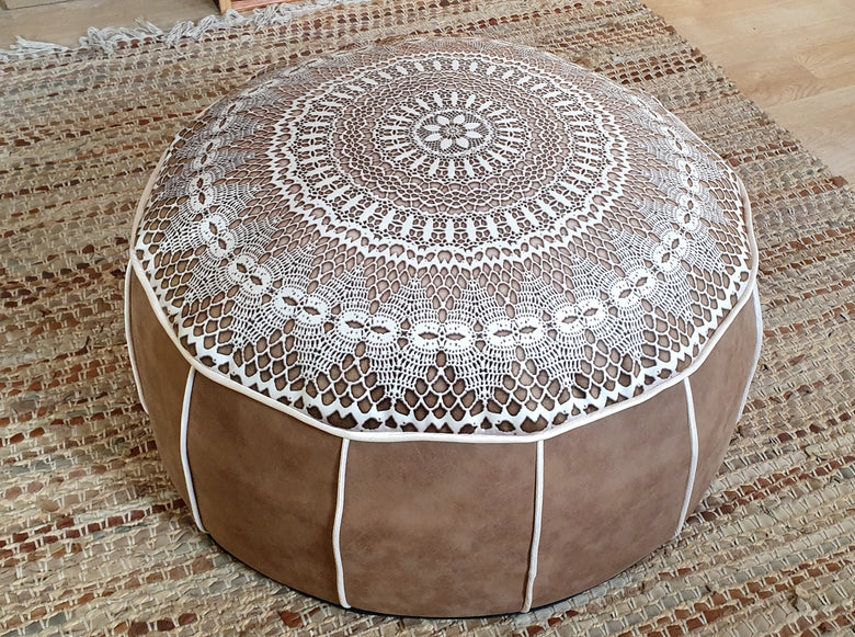 natural lace bedroom pouf