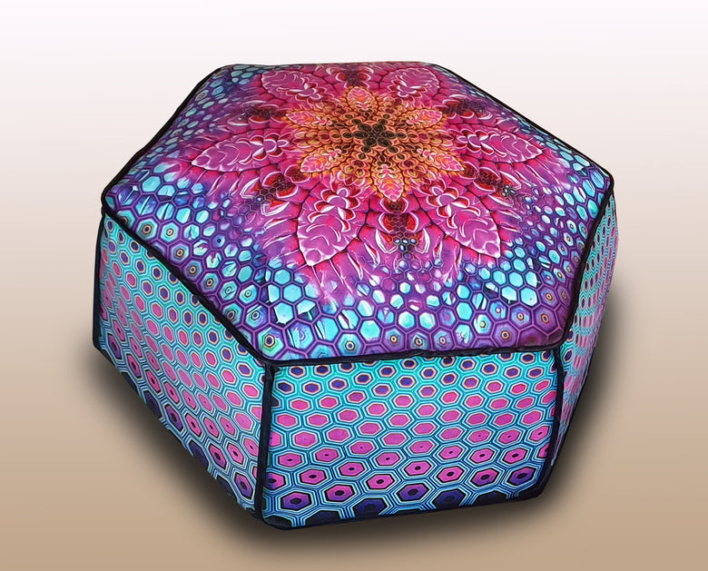 flower of life mandala art pouf